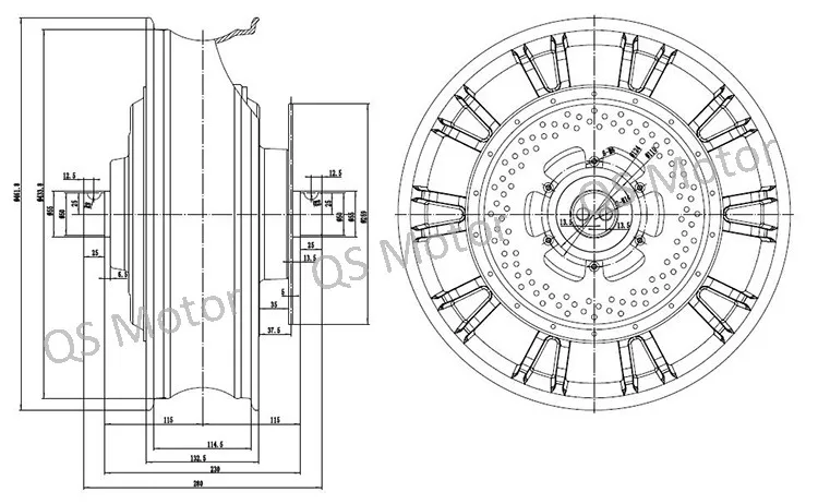 (Pre-selling Deposit) QS 17"*4.5" 14kW 273 80H V3 Water/Oil Cooled E-Motorcycle Direct Drive Hub Motor