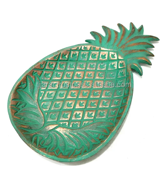 NEW ANTIQUE STYLE PINEAPPLE SHAPE FOOD SERVING TRAY METAL SERVING TRAY DECORATIVE METAL SERVING TRAY