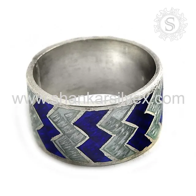 supplier wholesale jewelry plain silver enamel ring handmade