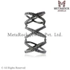 Pave Black Diamond Cross Ring Silver Jewelry