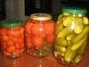 CUCUMBER AND CHERRY TOMATOES PICKLED IN GLASS JAR