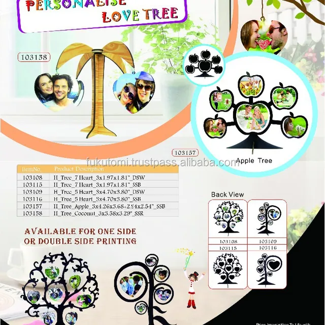 best selling unisub hardboard love tree for sublimation