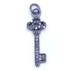 Genuine Pave Diamond 925 Sterling Silver Key Charm Pendant