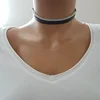 925K sterling Silver Choker Baguette Jewellery Leather Collar Necklace