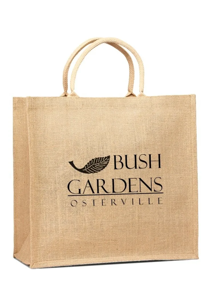 Eco-Friendly Jute Shopping Tote Bag - features shoulder length cotton webbed handles and comes with your logo.