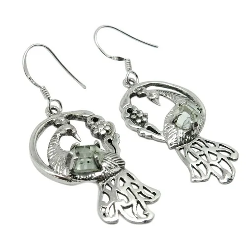 New Style Herkimer Diamond Peacock Design 925 Sterling Silver Earring, Gemstone Silver Jewellery, Handmade Silver Jewelry