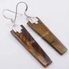 925 solid silver brown tiger's eye earrings 5.3 cm made in India