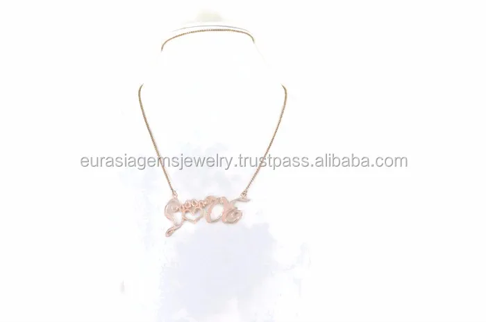 fashion women jewelry rose gold plated love name heart shape