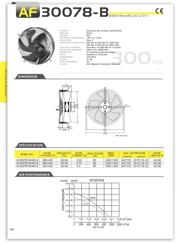 Axial Fan, 220V, 300*78mm, AF30078-B - detail 2