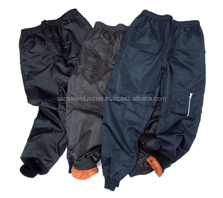 Nylon Bomber Pants/Taslan Bomber Pants/Bomber Trouser with Orange lining/Bomber Bottom Black Bomber Flight Pant