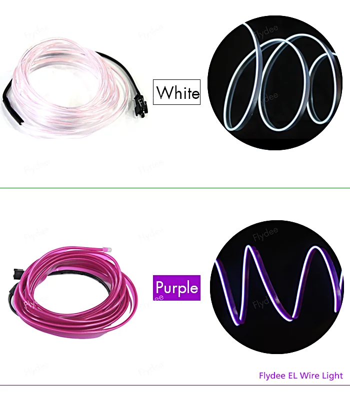 Hotsale white EL Product Flexible EL Backlight glasses High Hightness EL wire with controller