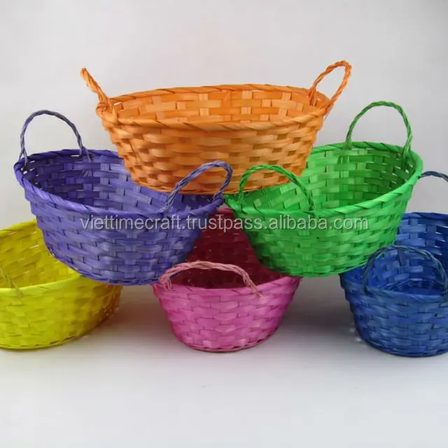 cheap bamboo basket for gift packaging, colorful bamboo cheap