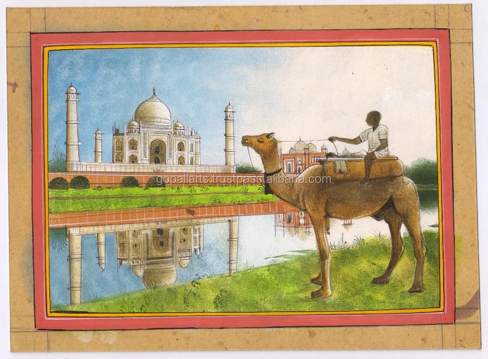 Tajmahal Miniature Watercolor Handmade Painting Rajasthani Miniature Art Paper Wall Decor