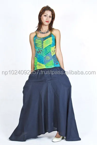 Girls Long Skirts/Cotton/High Quality/Nepal/Dark Blue Color