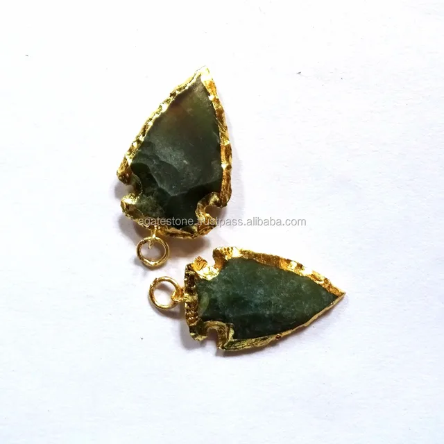 buy wholesale green electroplated agate stone small arrowhead