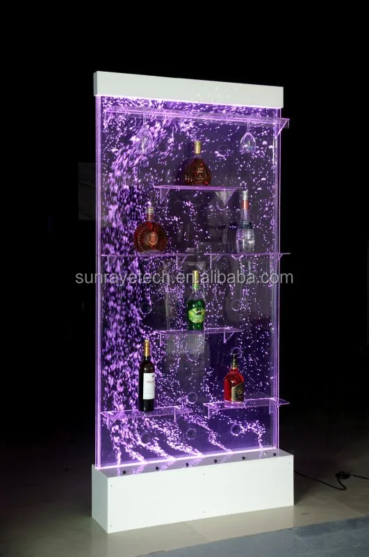 H86/Modern color-changing LED bubble feature wine rack with shelf for KTV restaurant Bar Club cool home furniture