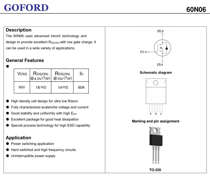 Cep50n06 транзистор характеристики схема подключения P55NF06 Datasheet PDF 60V, 50A, N-ch, Power MOSFET