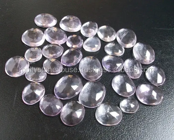 Wholesale Top Quality Pink Amethyst Flat Rose Cut Gemstones From India