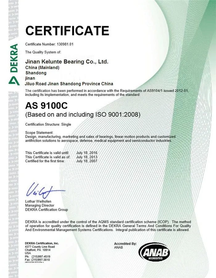AS9100 Certificate 1