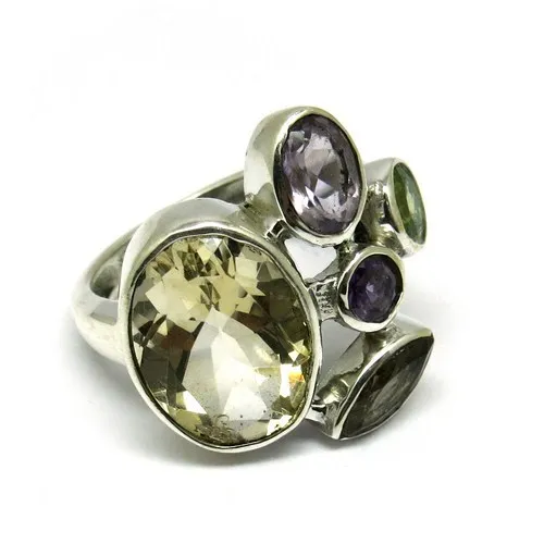 Fantastic Colorful Multi Stone 925 Sterling Silver Gemstone Ring, Unique Silver Jewelry, Indian Jewelry Manufacturer
