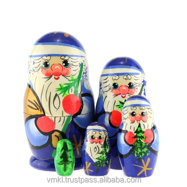 5 stücke Weihnachtsmann puppe, blaue farbe Weihnachten geschenk, neue Jahr Russische spielzeug, MD0502-101