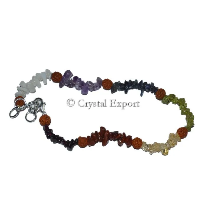 Seven Chakra Stone With Rudraksha Chips - Buy Gemstone Anklet - Crystal Export
