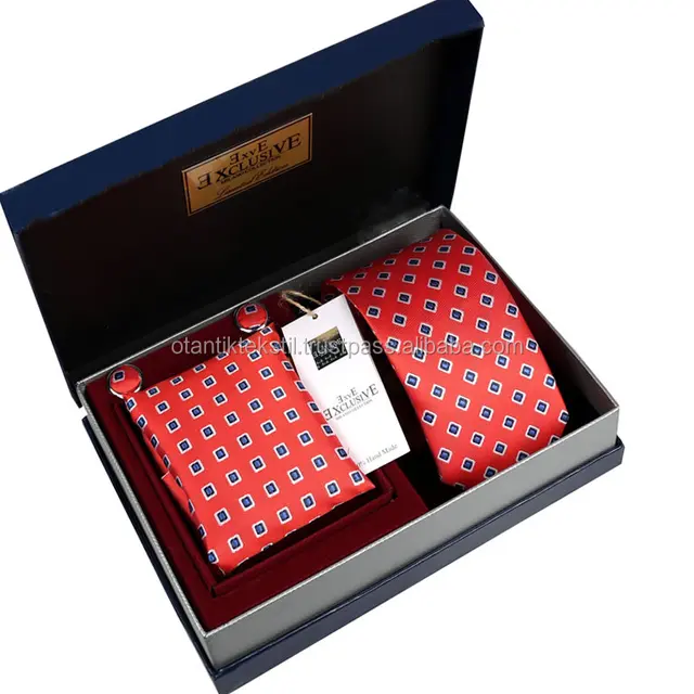production, tie factory, tie box, necktie with pocket square and
