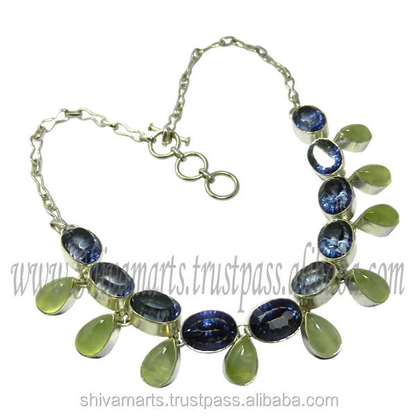 sterling silver semi precious gemstone necklace