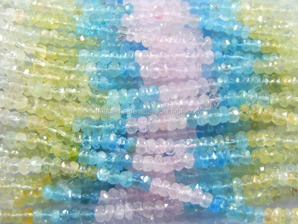 natural faceted multi colored aquamarine beads