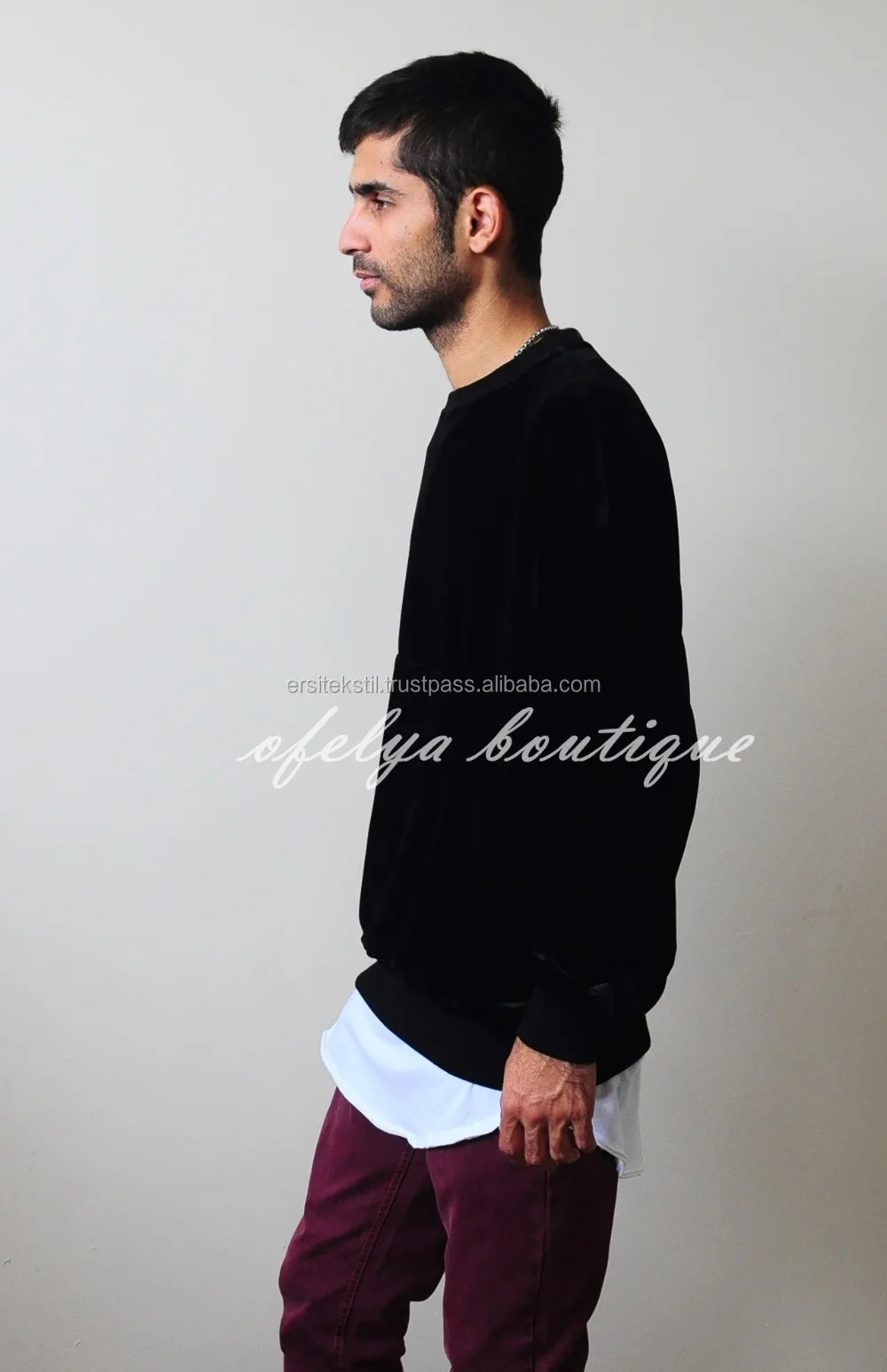 velvet vantablack raw edge waistband 80"s sweater