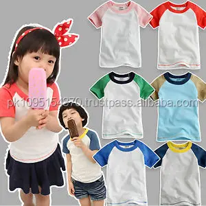 Custom 100% Organic Cotton Wholesale Kids Apparel/Kids Tshirts/Raglan 3/4 Sleeve Baseball T Shirt