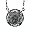 Pave Diamond Round Shape Crystal Quartz Necklace 925 Sterling Silver Chain Connector Necklace Gemstone Jewelry Exporter