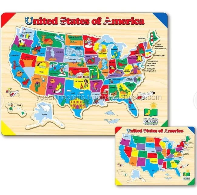 USA map jigsaw puzzle, wooden Jigsaw puzzles