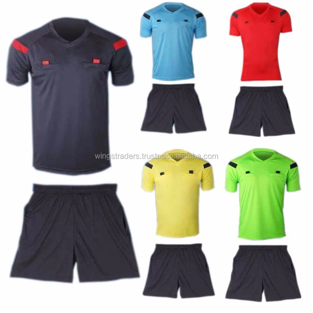 Hombre de fútbol árbitro de fútbol Jersey manga corta Camiseta y pantalones cortos uniformes