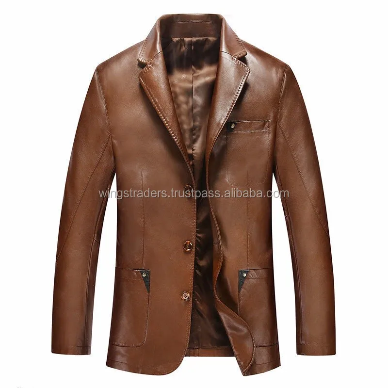 Elegent Style Business Jacket Leather Blazer Outwear Coat2.jpg