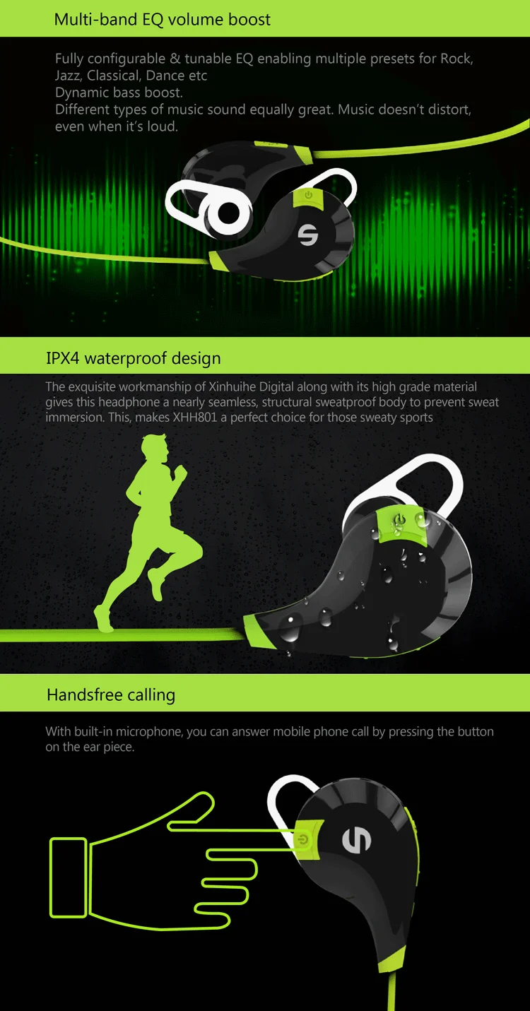 Patented design Sweat-proof Sport BT Headphone with Accept/Finish/Reject/Transfer Call, call waiting, recall, sound off - ANKUX.COM