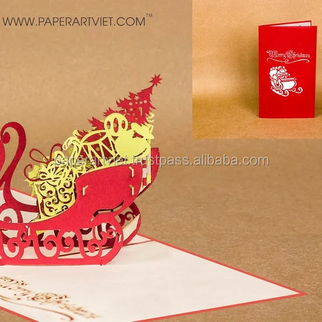 3d pop up card gift sledge, merry christmas