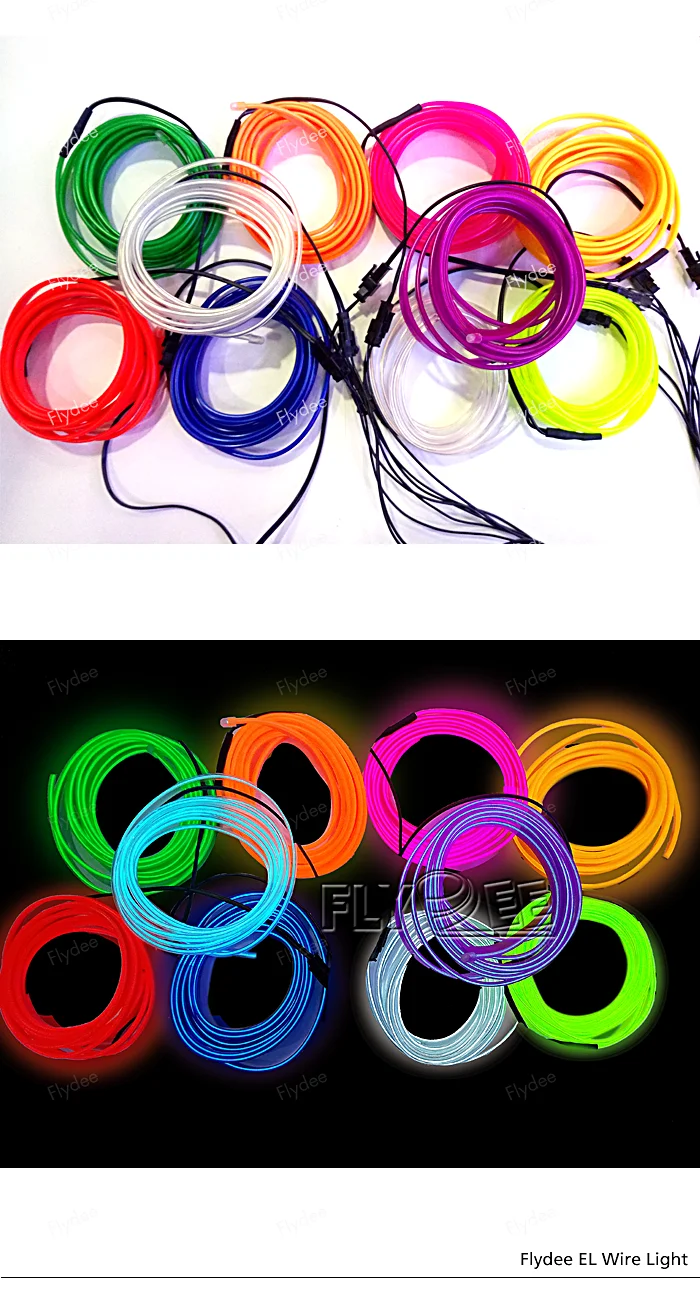 Hotsale white EL Product Flexible EL Backlight glasses High Hightness EL wire with controller