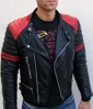 Wholesale Manufacturer Fashion Red and Black Shoulder Padding and Original YKK Zip Sheep Leather Jackets