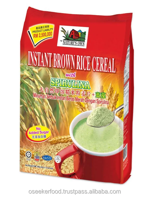 Instant Brown Rice Cereal With Spirulina (No Added Sugar), Your Health Supplements Food, A Healthy Drink