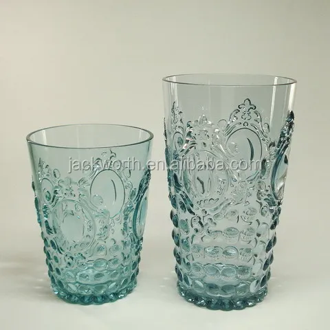 JD0390 JD0391 Embossed Pattern Acrylic Tumbler Unbreakable Acrylic Water Glass Tumbler Acrylic Embossed Tumblers Party Supplies Embossed Acrylic Tumbler Stackable Embossed Beverage Cup