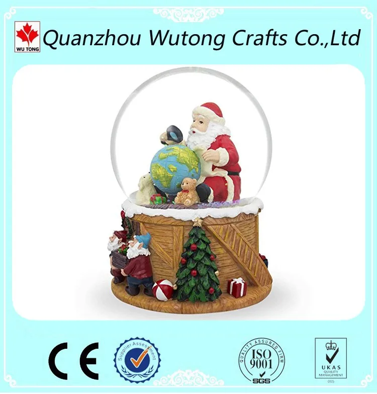 resin christmas crafts santa claus with tellurion snow globe
