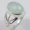 Wholesale Store ! 925 Solid Sterling Sliver Genuine AQUA CHALCEDONY Oval Checker Cut Gemstone Tribal Jewelry Ring Any Sizes