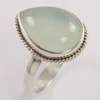 top quality wholesale women 925 silver large aqua chalcedony rings