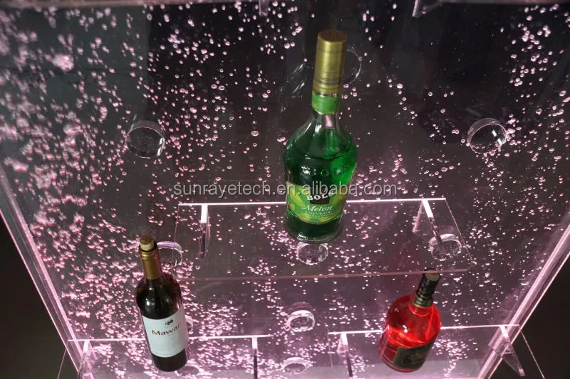 H86/Modern color-changing LED bubble feature wine rack with shelf for KTV restaurant Bar Club cool home furniture