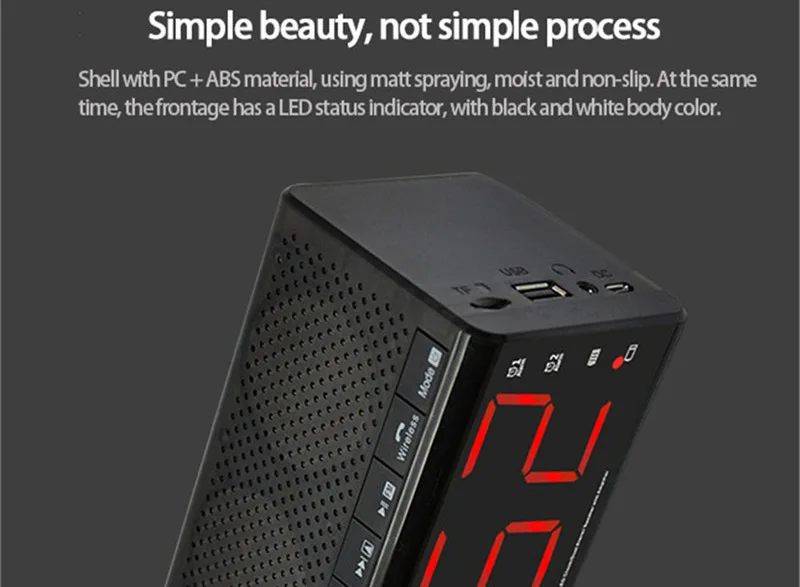 MX-20 Multi-function Digital Alarm Clock BT Speaker LCD Display FM Radio Support TF card U Disk Hands-free - ANKUX.COM