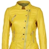 NEW CUSTOMIZED HAND MADE WOMAN,S YELLOW LEATHER JACKET ALL SIZE