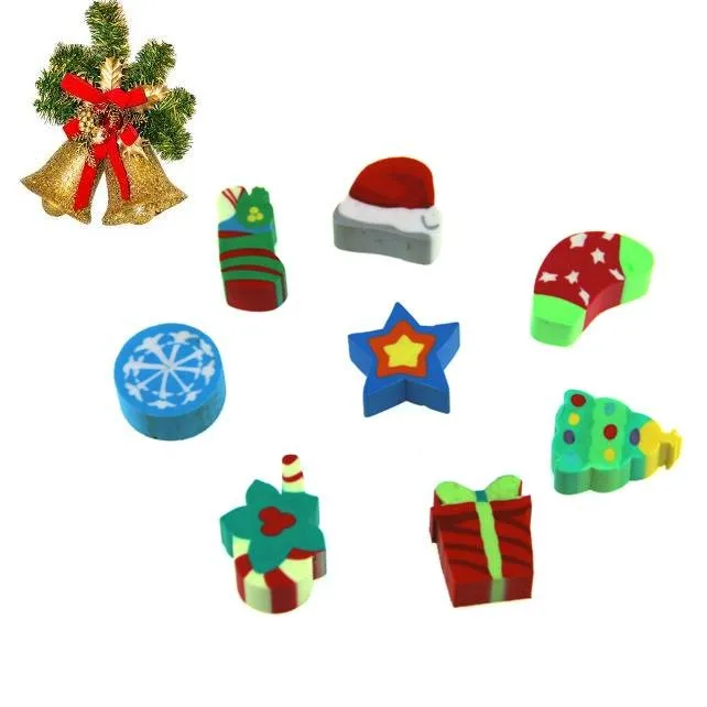 christmas gift pack for kids pencil and eraser, xmas pencil for