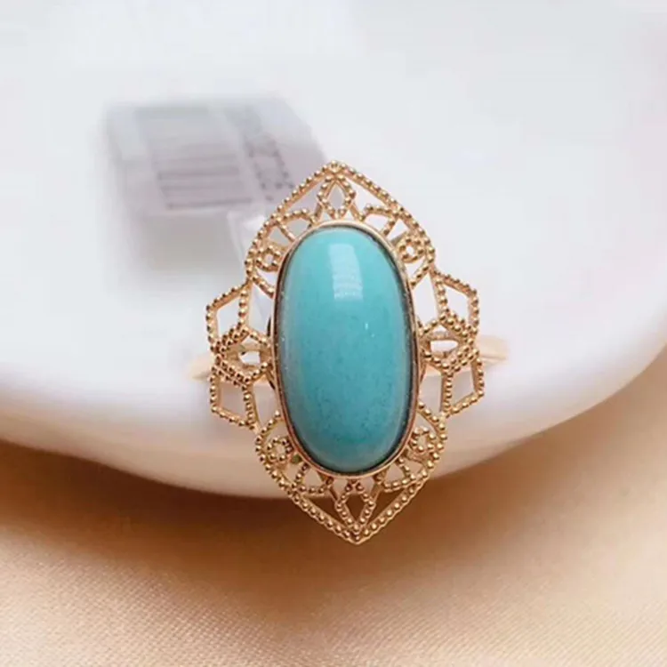 genuine gemstone jewelry 18k gold natural turquoise cabochon Ring for Women global drop shipping
genuine gemstone jewelry 18k gold natural turquoise cabochon Ring for Women global drop shipping