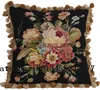 Elegant French Aubusson Design Woolen Needlepoint Throw Pillow Cushion
